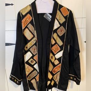 Vintage YAK MAGIK Women's Open Front Embroidered Patchwork Jacket - Size Med.